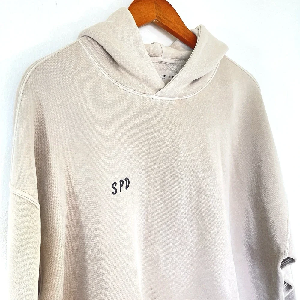 Abercrombie Mens Oversized Hoodie‎ Size M Beige Soft AF Rare Impact Fund Benefit